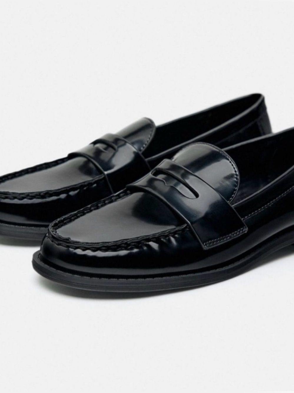 ZARA FAUX PATENT LEATHER PENNY LOAFERS